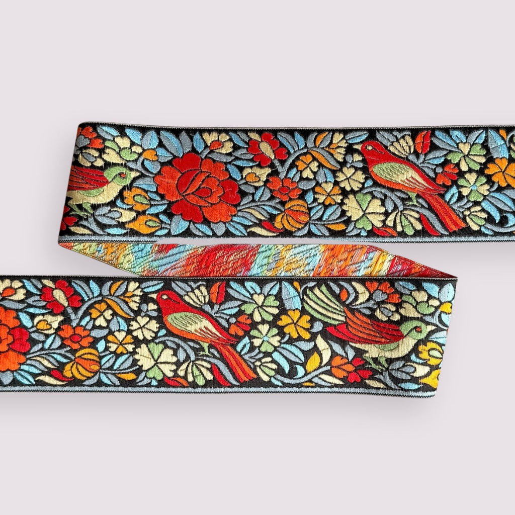 Birds Black (bredde 6,5 cm) Fantasy Ribbons