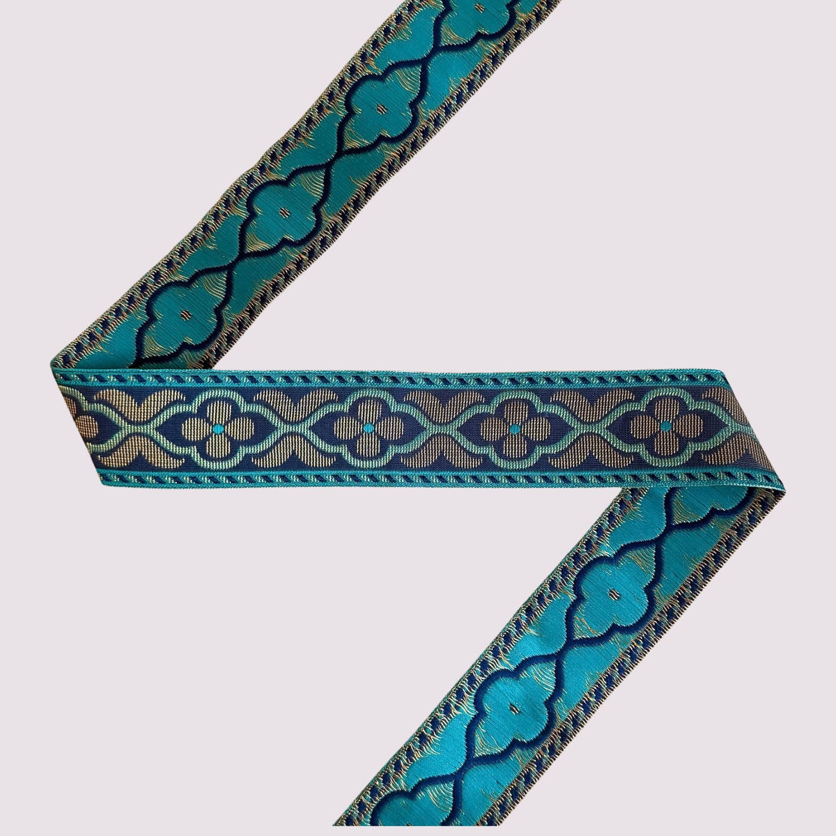 Folk Blossom Blue (bredde 4,5 cm) Fantasy Ribbons