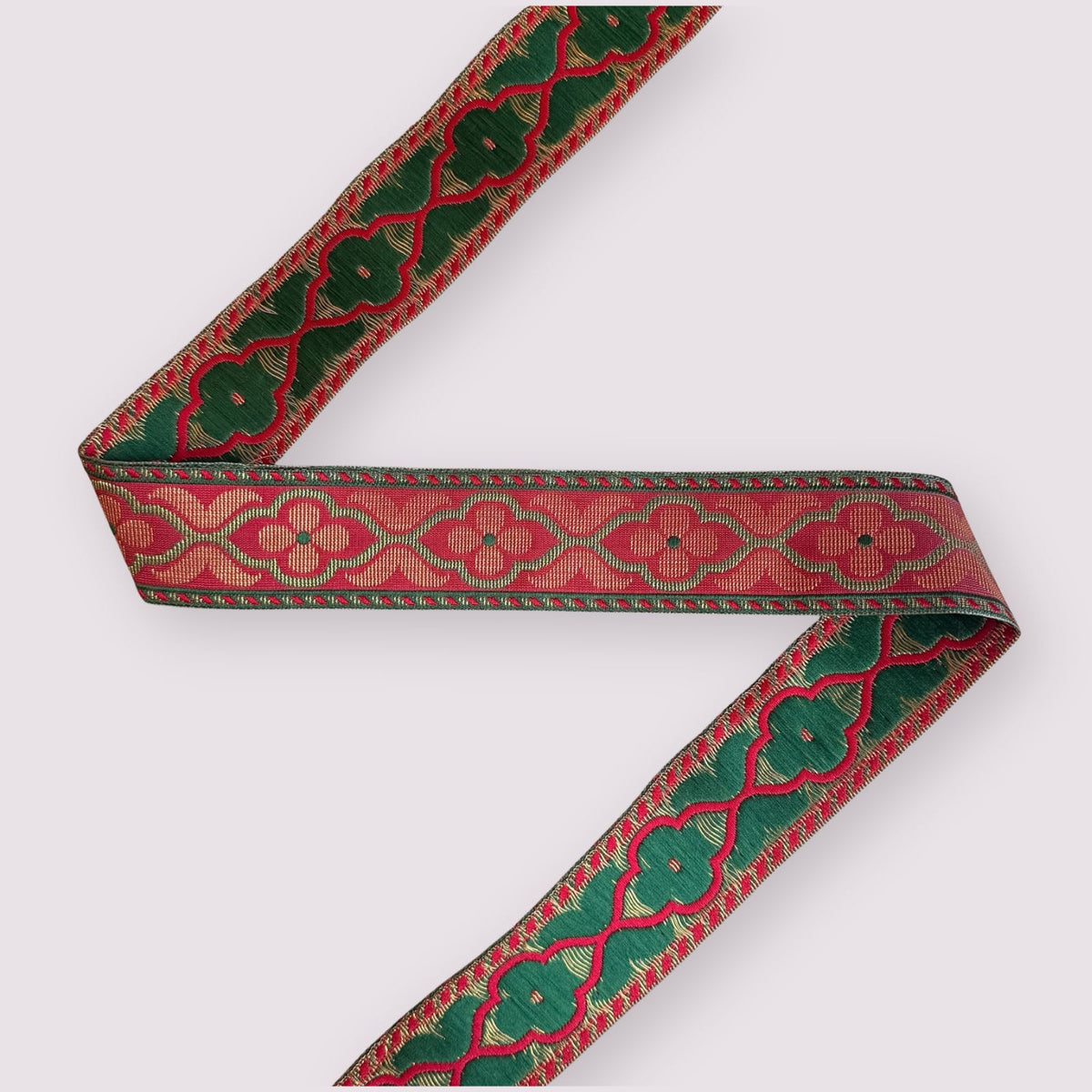 Folk Blossom Red (bredde 4,5 cm) Fantasy Ribbons
