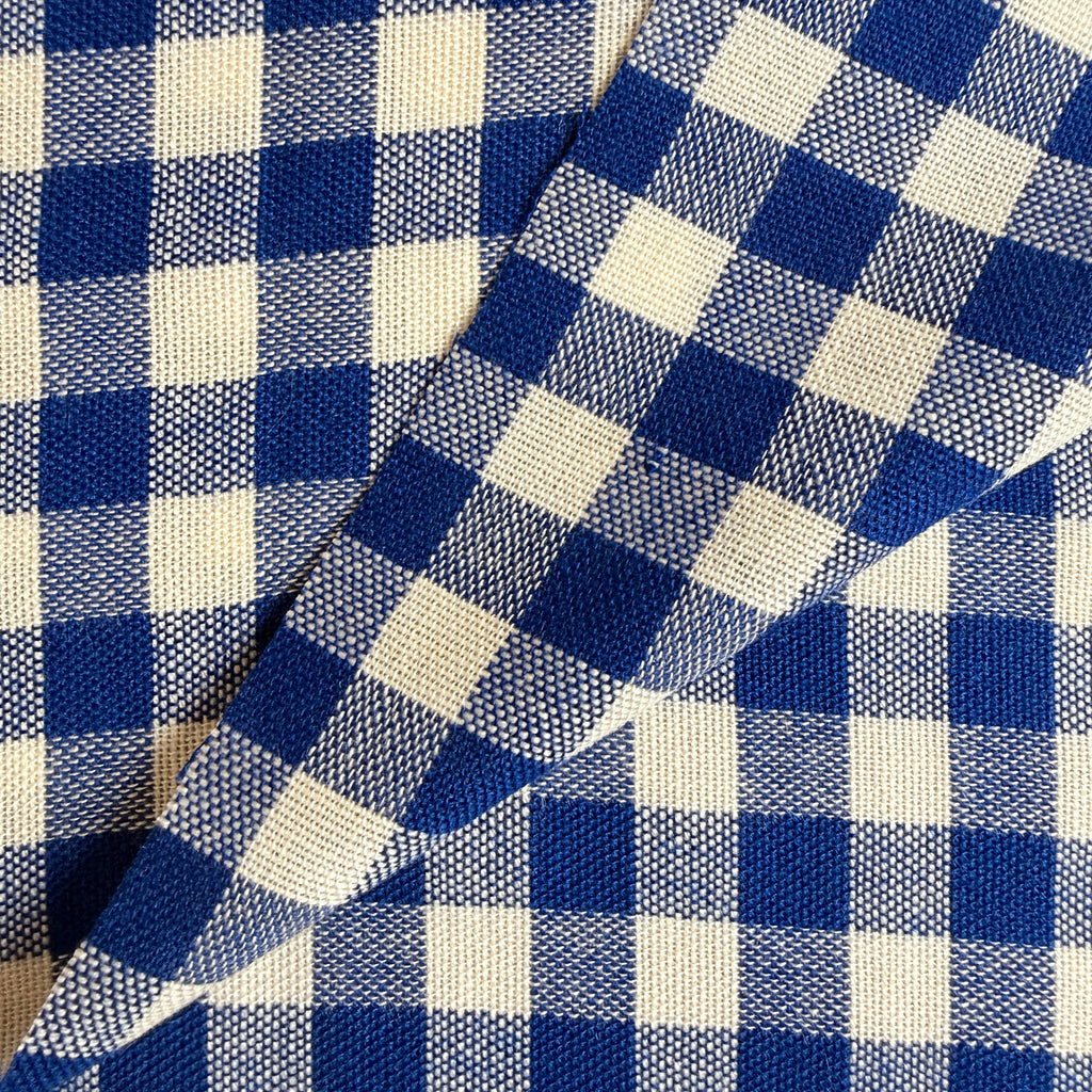 Blå gingham vevd