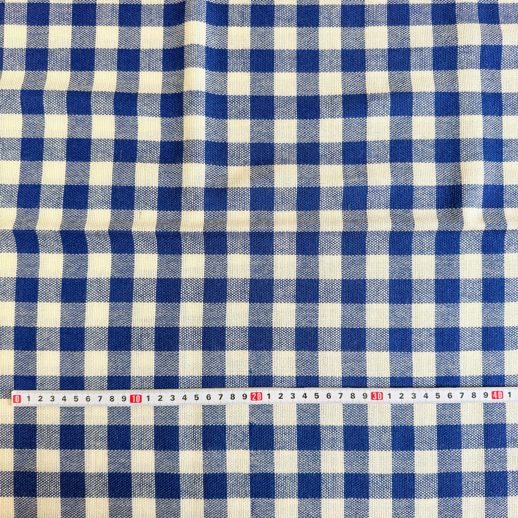 Blå gingham vevd