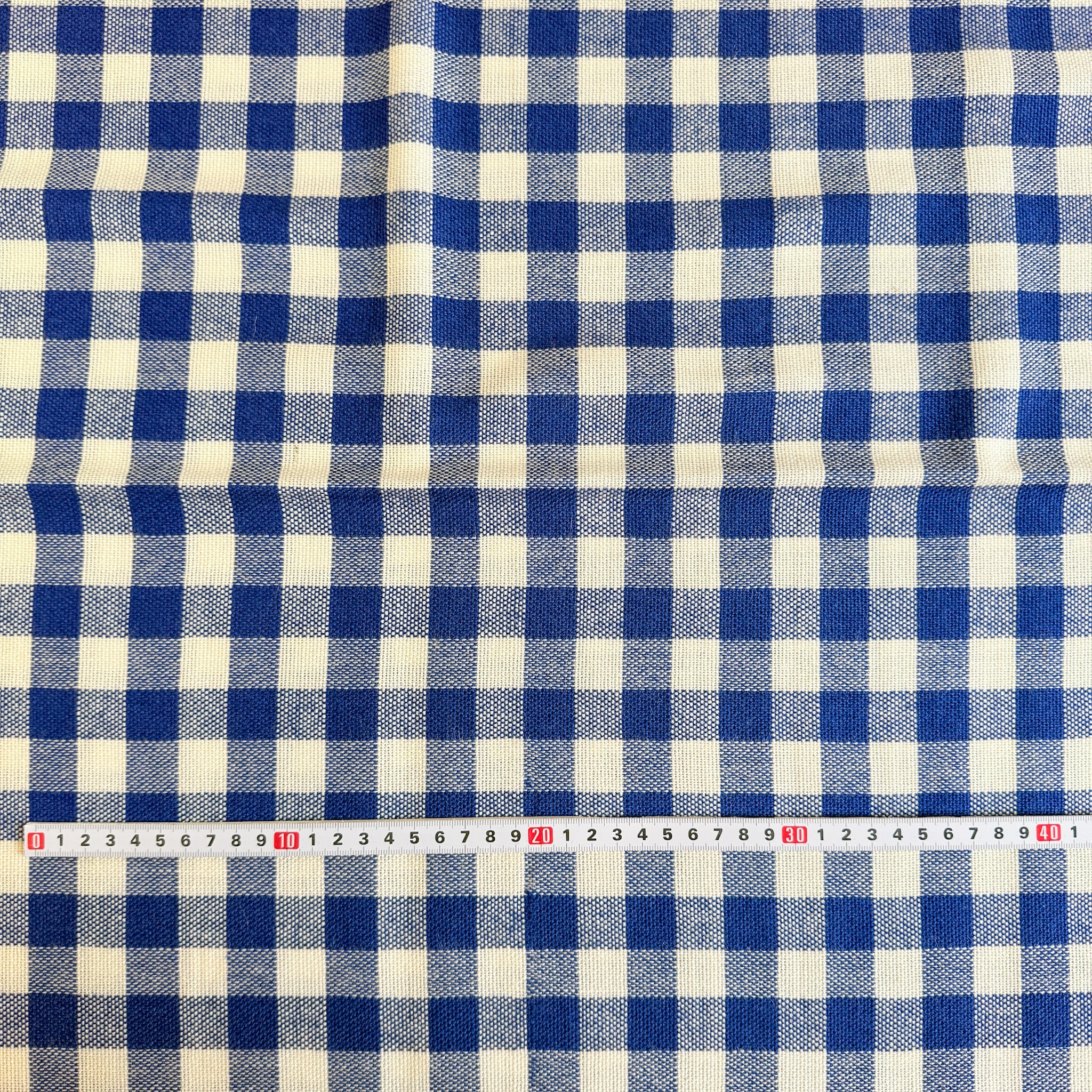 Blå gingham vevd