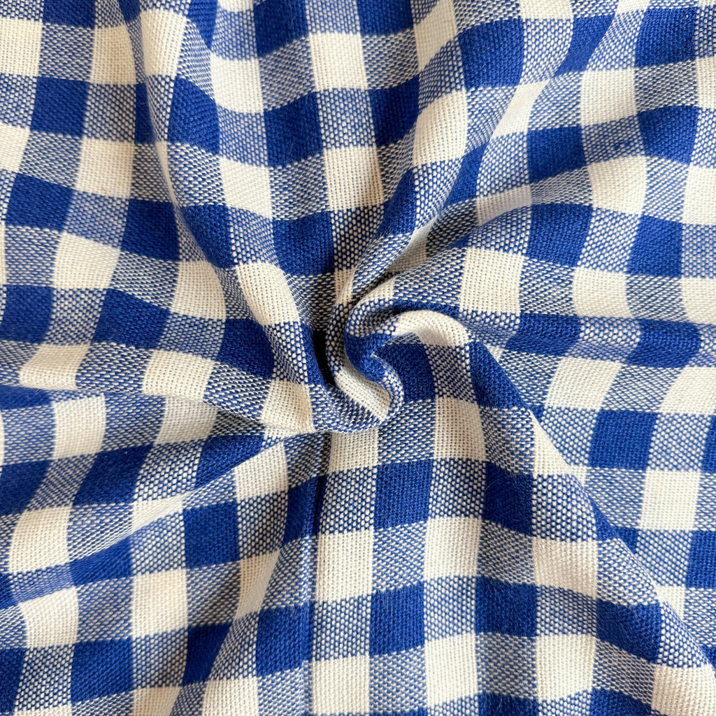 Blå gingham vevd