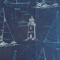 Denim med maritime tegninger