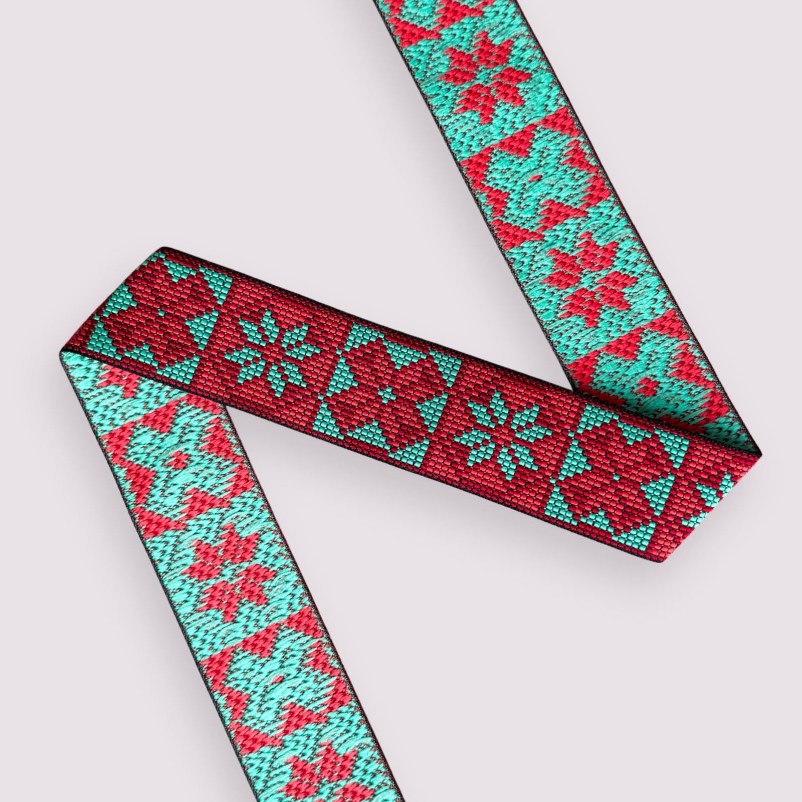 Petit Star Red Teal (bredde 4 cm) Fantasy Ribbons