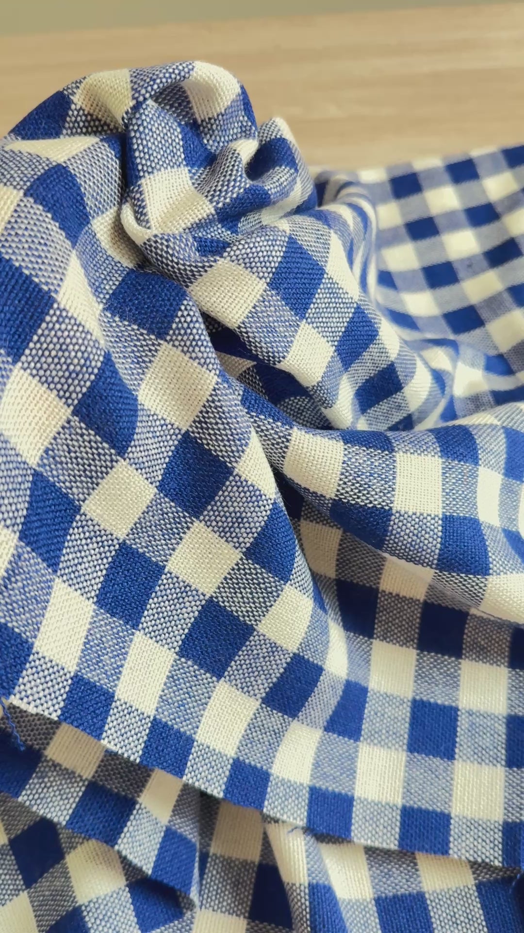 Blå gingham vevd